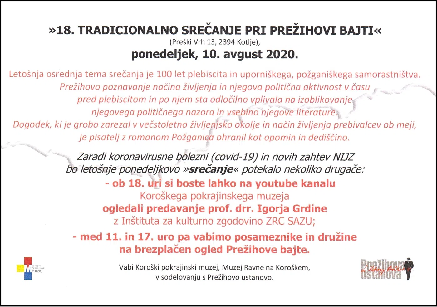 70. OBLETNICA SMRTI PREŽIHOV VORANC 1893 - 1950